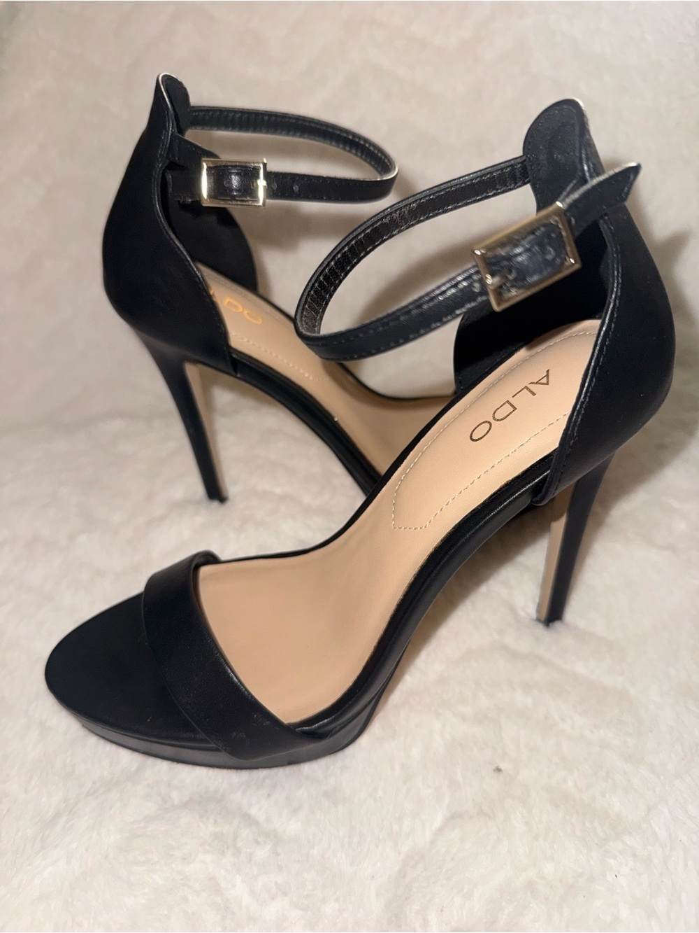 ALDO Black Ankle-Strap Stiletto Sandals